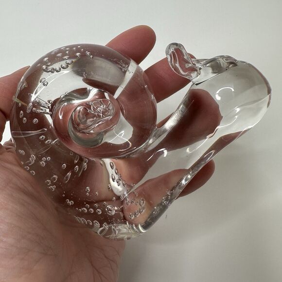 Clear Art Glass Snail Paperweight Figurine 3" Nature Minimalist Eclectic - Picture 14 of 16